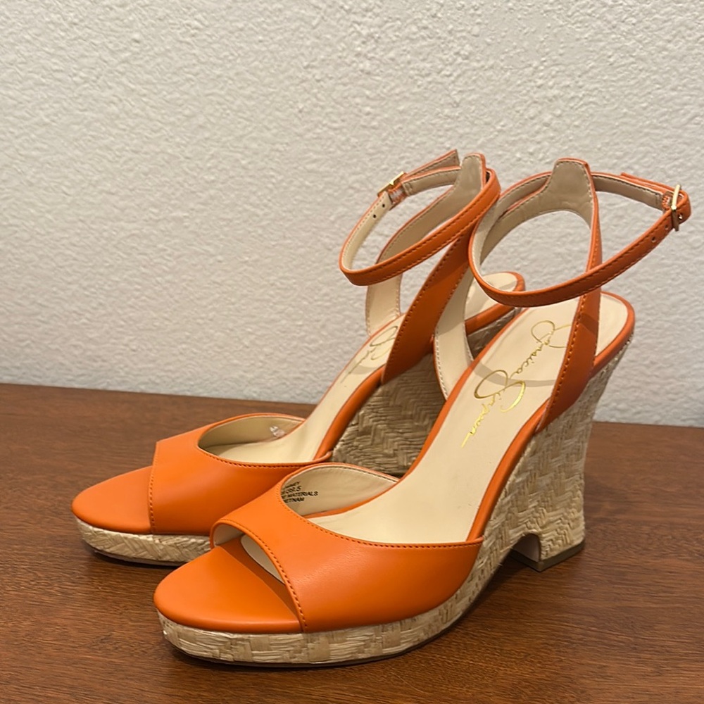Jessica Simpson Orange Wedge Sandals 8.5